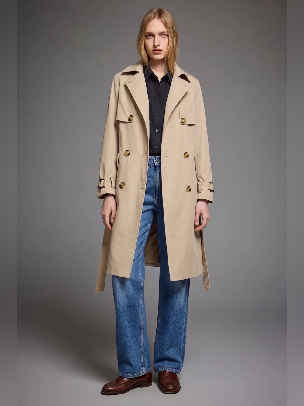 Orolay Double Breasted Belted Trench Coat Women’s Large - Tan/Khaki NWOT - Picture 5 of 13